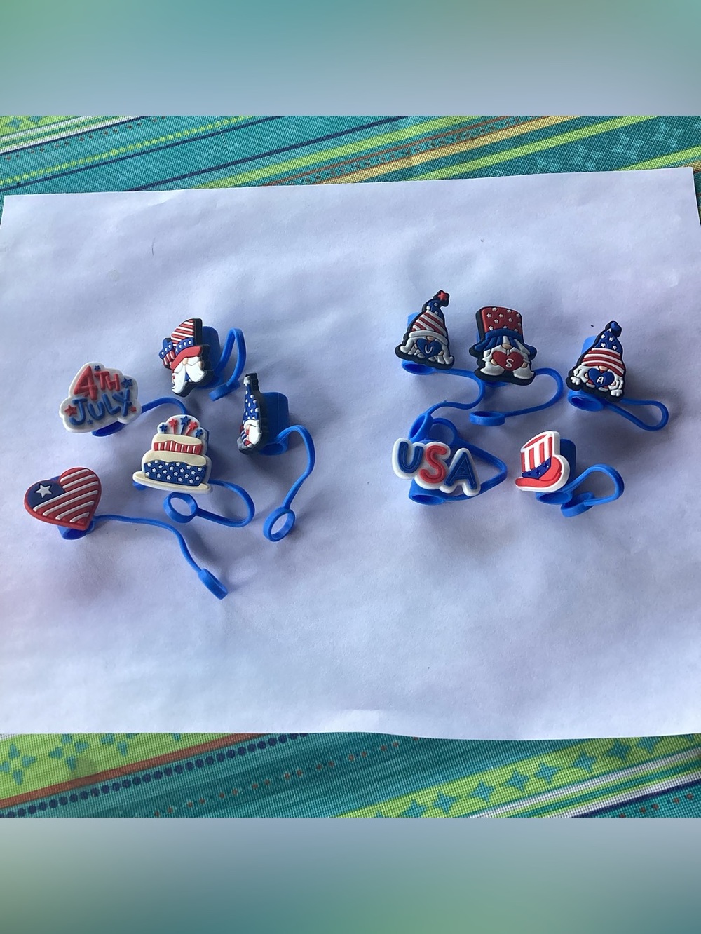 July 4th Straw Toppers - set of 10